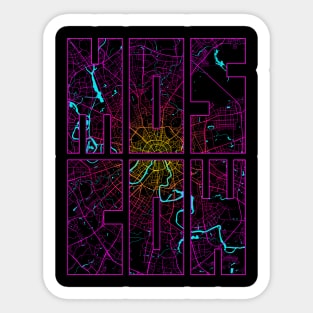 Moscow, Russia City Map Typography - Neon Sticker